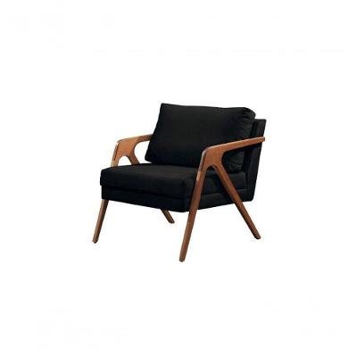 Poltrona França Suede Preto Decorativa Sala Estar Confort