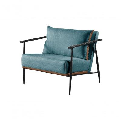 Poltrona Mari Linho Azul Decorativa Sala Estar Confort