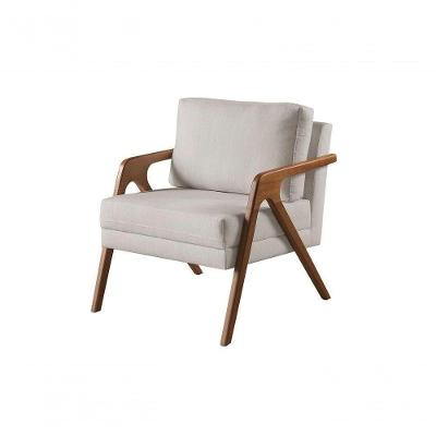 Poltrona França Linho Off-white Sala Estar Design Moderno