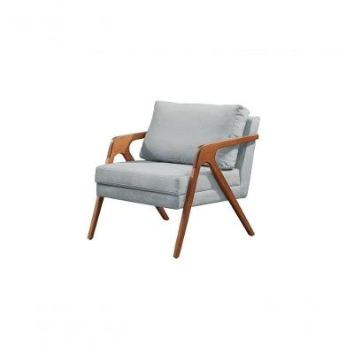 Poltrona França Suede Cinza Decorativa Sala Estar Confort