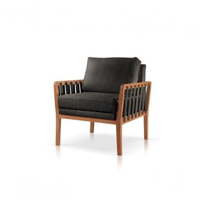 Poltrona Perla Linho Preto Decorativa Sala Estar Confort