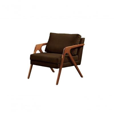 Poltrona França Suede Marrom Decorativa Sala Estar Confort