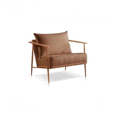 Poltrona Mari Linho Marrom Base Cobre Confort