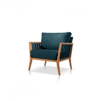 Poltrona Safira Veludo Azul Decorativa Sala Estar Confort