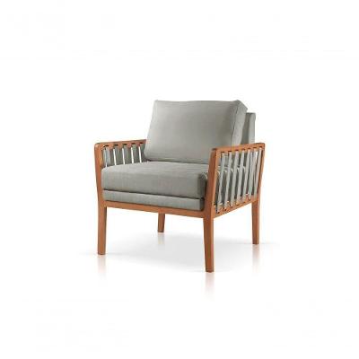 Poltrona Perla Suede Cinza Decorativa Sala Estar Confort