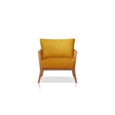 Poltrona Safira Suede Mostarda Decorativa Sala Estar Confort
