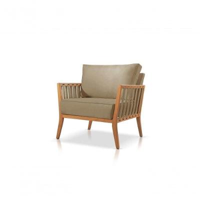 Poltrona Safira Suede Bege Escuro Sala Estar Confort