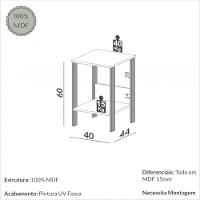 Mesa Auxiliar Em Mdf 40x44x60 Cm Branco Freijó Dalla Costa F14 - 3