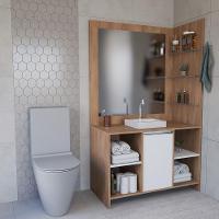 Conjunto Gabinete Espelheira Plena Grand 100cm Freijo Branco - 1