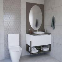 Conjunto Gabinete E Espelheira Plena Superior 80cm Bronze Branco - 1