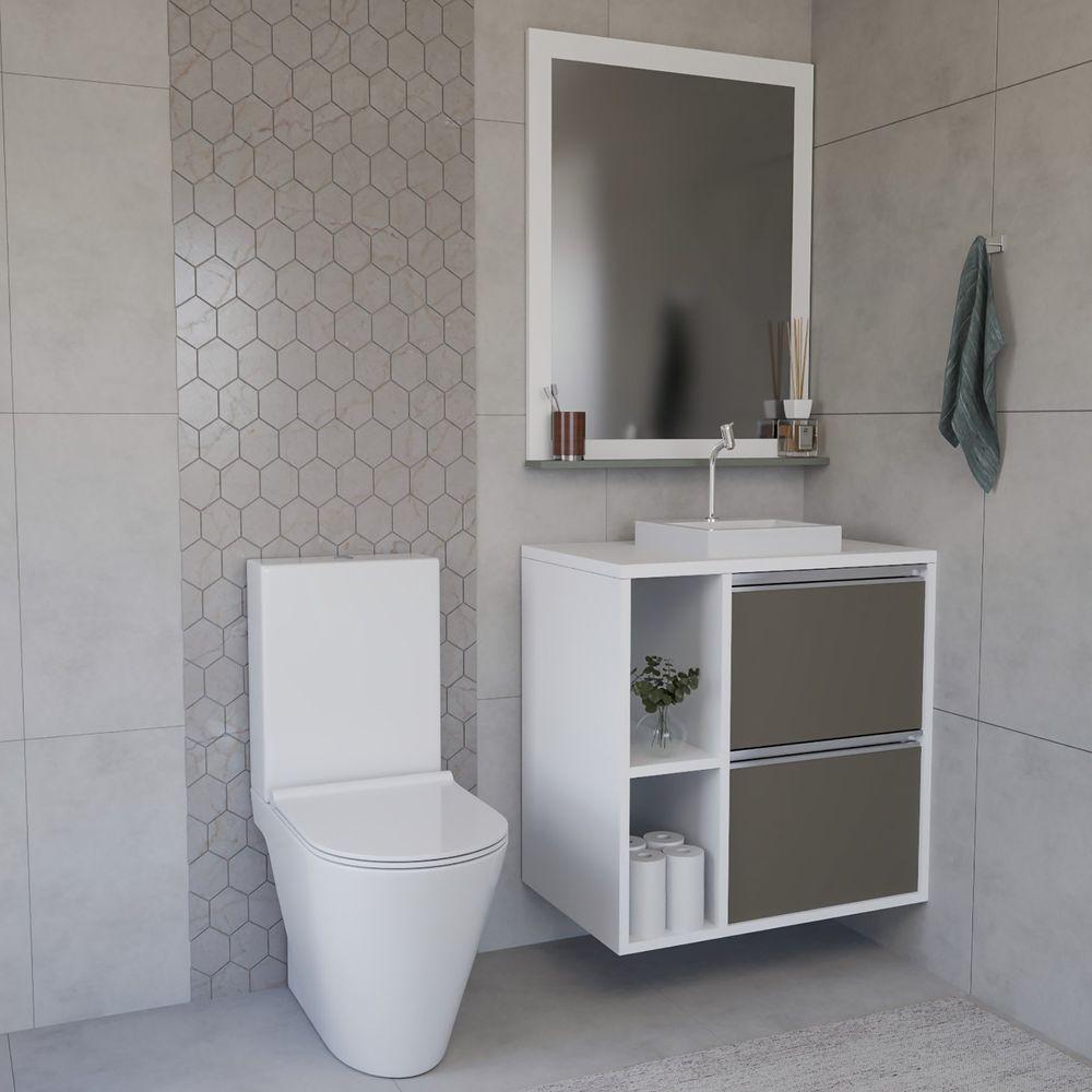 Conjunto Gabinete E Espelhiera Plena Compact 80cm Bronze - 1