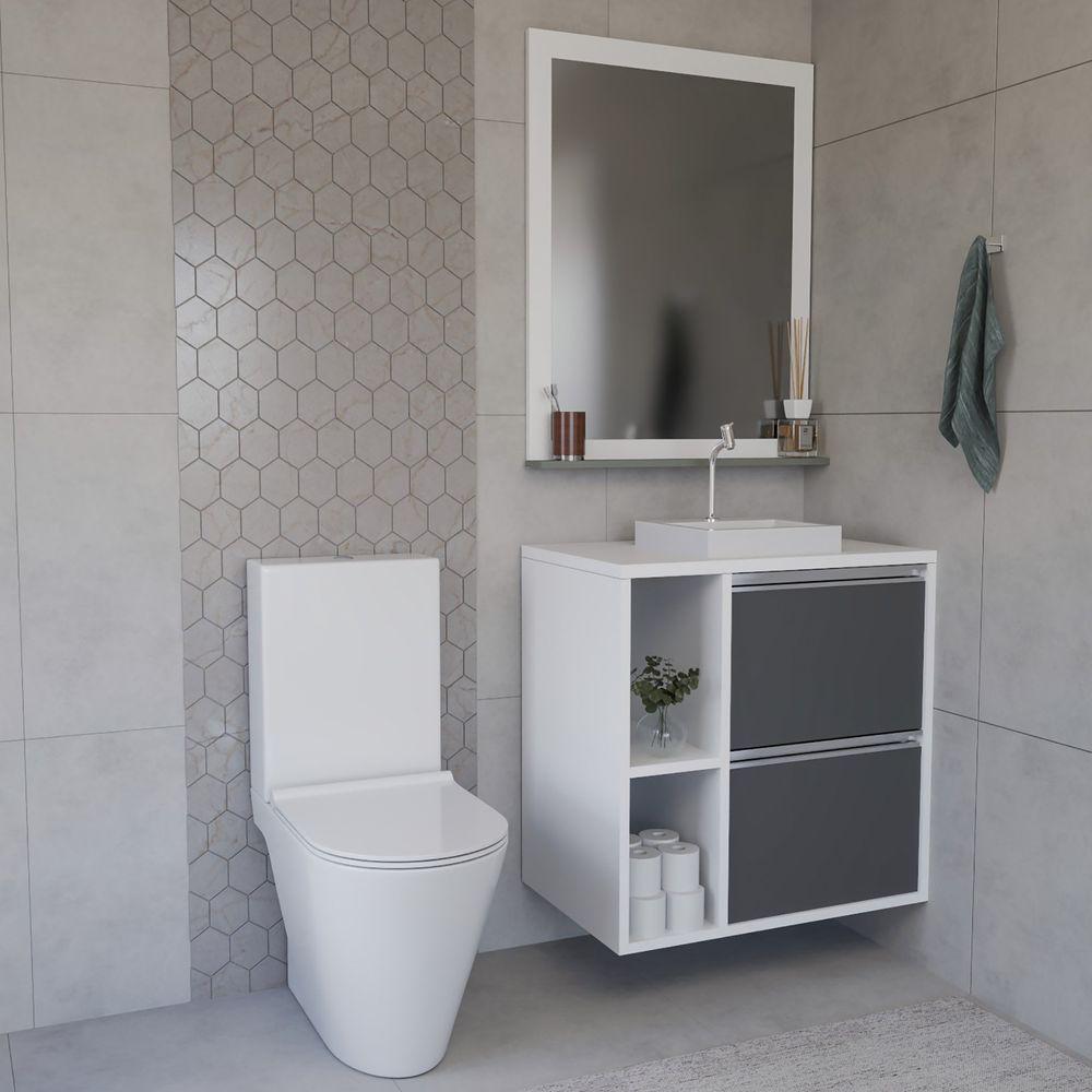 Conjunto Gabinete E Espelhiera Plena Compact 60cm Chumbo - 1