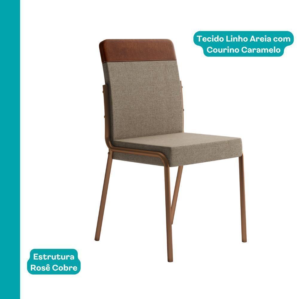 Conjunto Sala De Jantar 4 Cadeiras Veneza Petra Rosê Carraro - 6