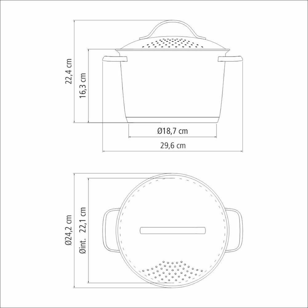 Espagueteira Tramontina Allegra Aço Inox Com Fundo Triplo 22 Cm 5,5 L - 5