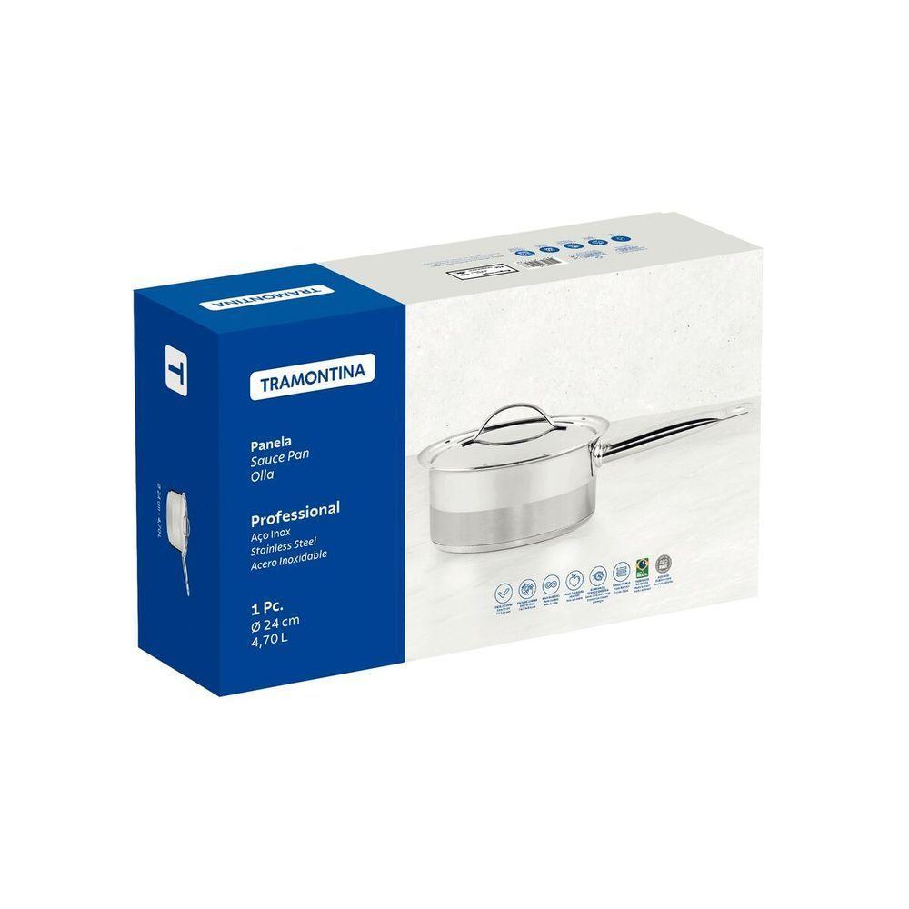 Panela Tramontina Professional Em Aço Inox Com Tampa 24 Cm 4,7 L - 4