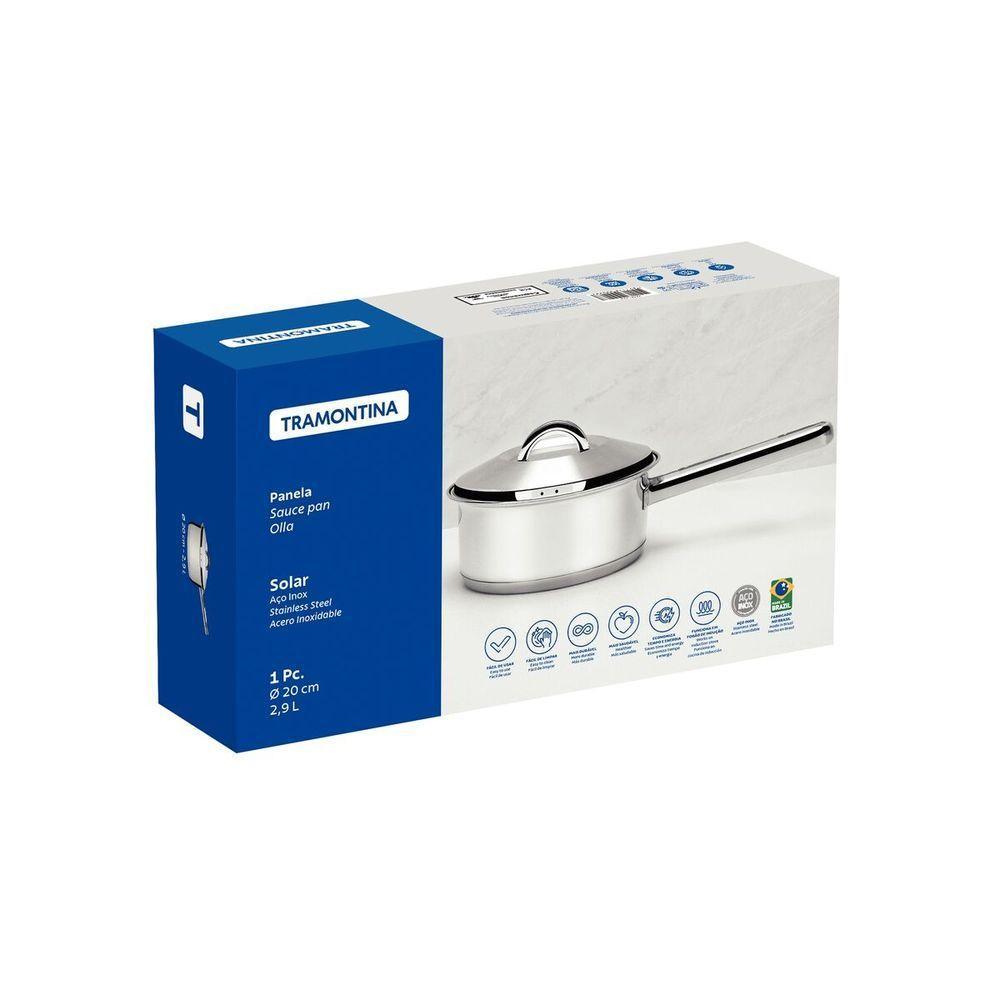 Panela Tramontina Solar Em Aço Inox Fundo Triplo Com Tampa E Cabo 20 Cm 2,9 L - 3