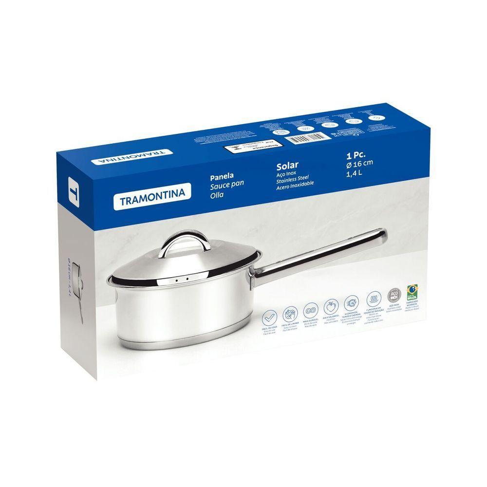 Panela Tramontina Solar Em Aço Inox Fundo Triplo Com Tampa E Cabo 16 Cm 1,4 L - 5