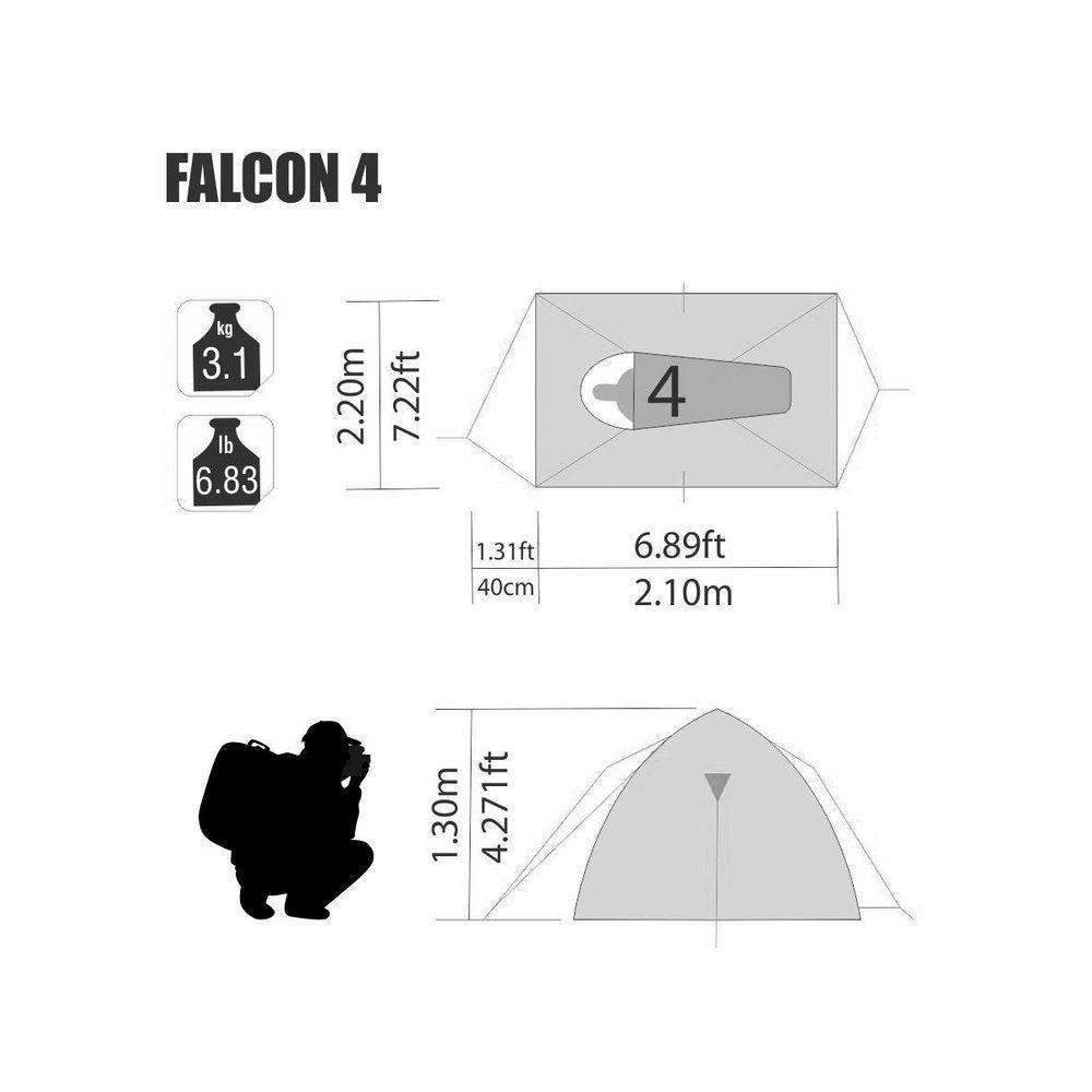 Barraca De Camping Ntk Falcon 4 Pessoas Coluna D água De 1000mm - 4