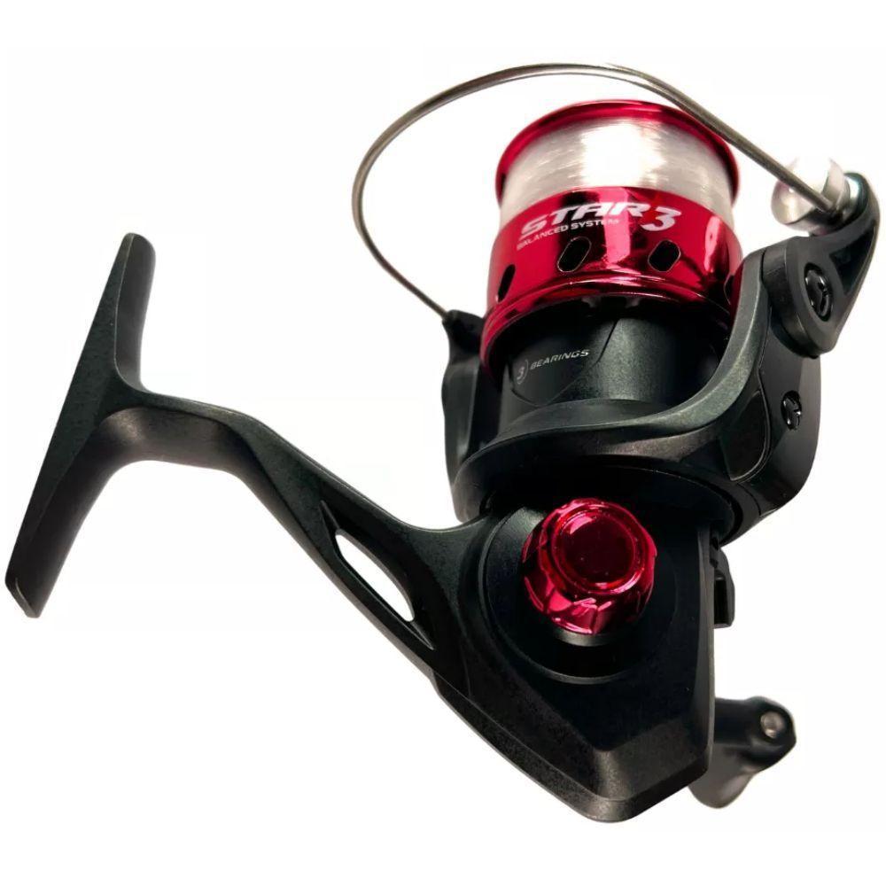 Kit 3 Molinete Marine Sports Star 3 Com Linha Vermelho - 4