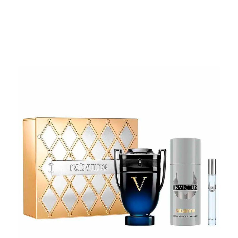 Kit Rabanne Invictus Victory Elixir Edp- Perfume Masculino 100ml + Deodorant Spray 150ml + Travel Size 10ml - 1