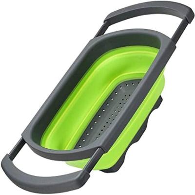 Escorredor Retrátil Silicone Alca Ajustável Massas Macarrão Legumes Frutas Pia Cozinha Multiuso - Verde