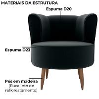 Poltrona Decorativa Pes Palito Savana Veludo Inca Milani Store Preto - 7