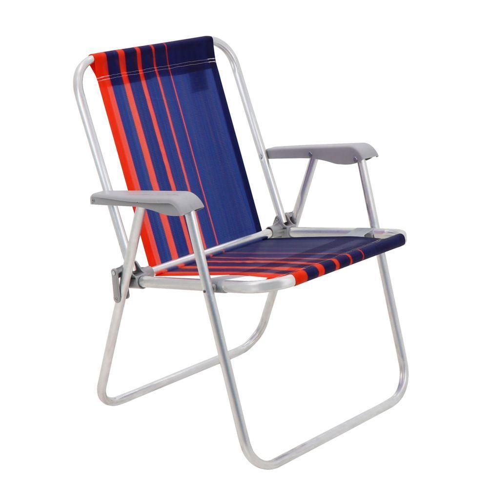 Cadeira De Praia Tramontina Samoa Alta Azul Escuro E Laranja - 1