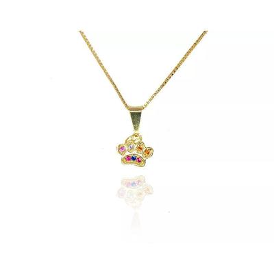 Colar Com Pingente De Patinha Colorida Folheado A Ouro 18k - Acessório Pet Lovers