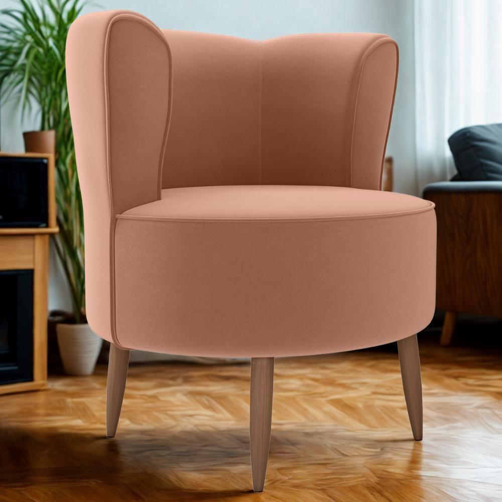 Poltrona Decorativa Pes Palito Savana Veludo Inca Milani Store Ferrugem - 2