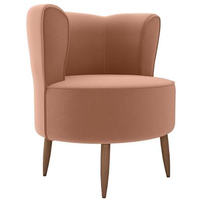 Poltrona Decorativa Pes Palito Savana Veludo Inca Milani Store Ferrugem