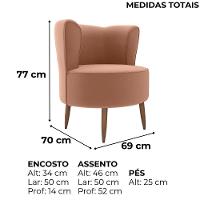 Poltrona Decorativa Pes Palito Savana Veludo Inca Milani Store Ferrugem - 3