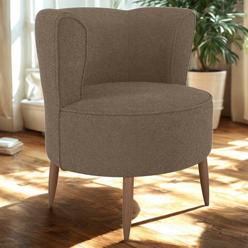 Poltrona Decorativa Pes Palito Savana Boucle Milani Store Marrom - 2