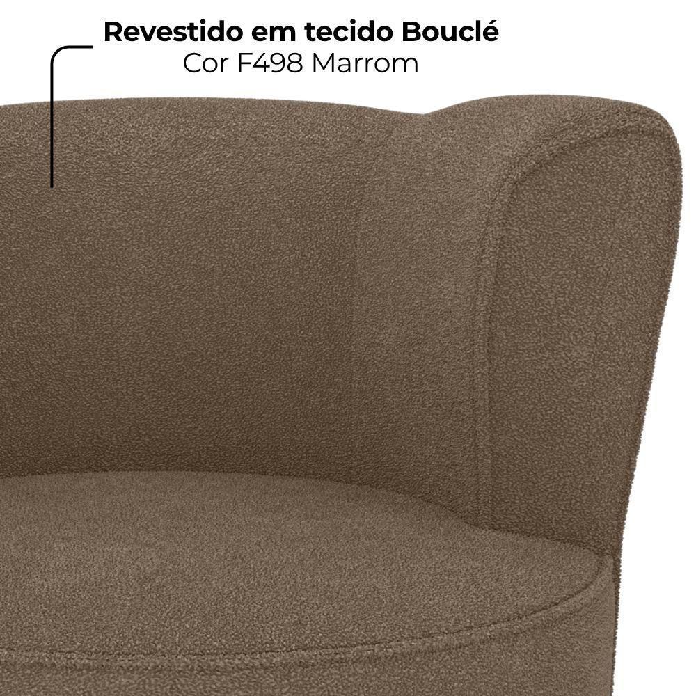 Poltrona Decorativa Pes Palito Savana Boucle Milani Store Marrom - 5