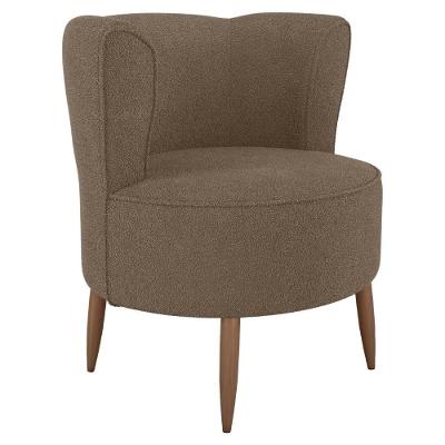 Poltrona Decorativa Pes Palito Savana Boucle Milani Store Marrom
