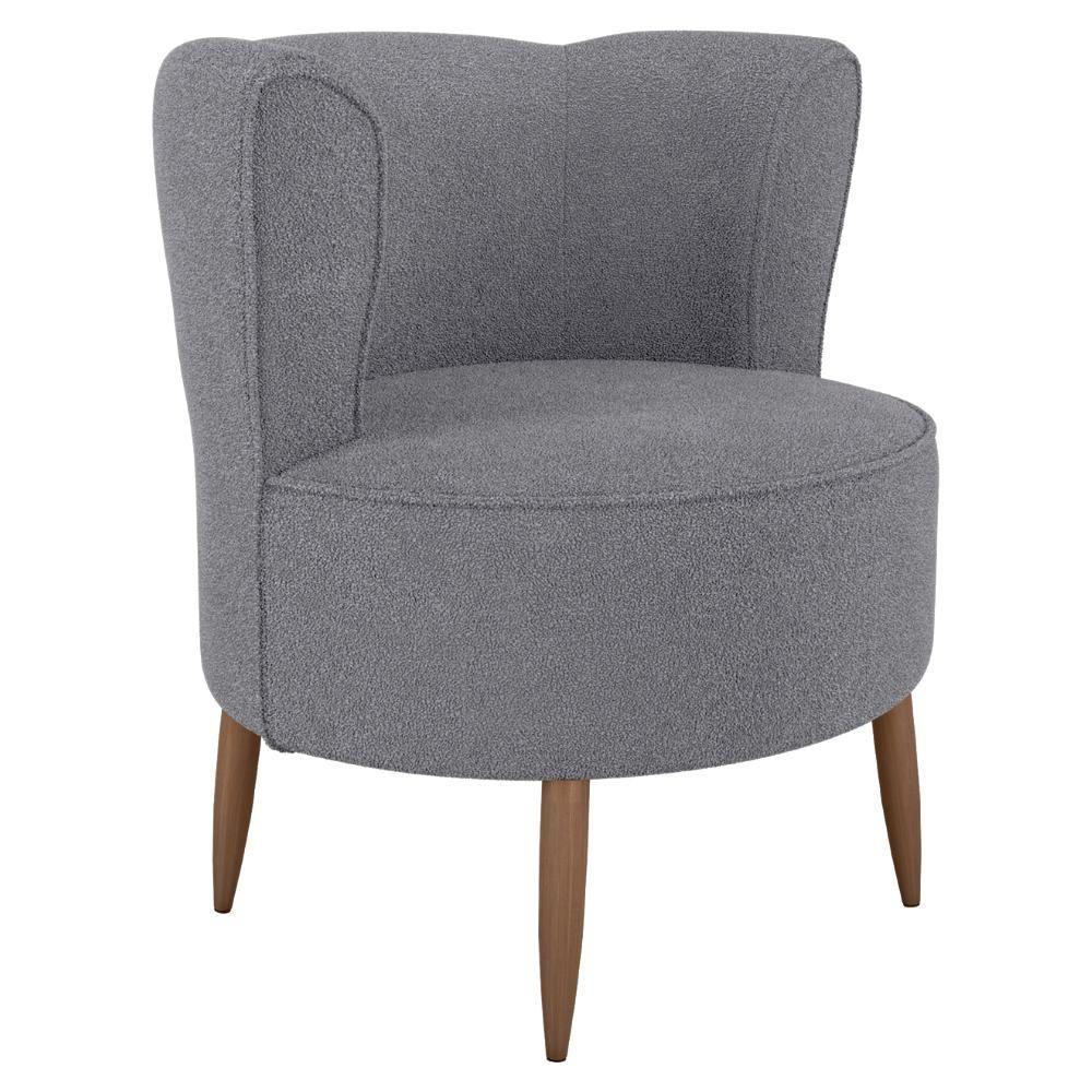 Poltrona Decorativa Pes Palito Savana Boucle Milani Store Cinza - 1