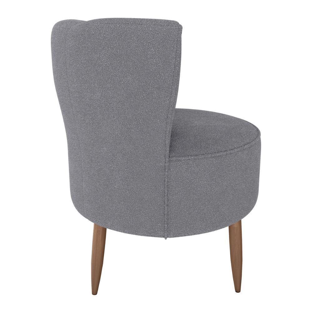 Poltrona Decorativa Pes Palito Savana Boucle Milani Store Cinza - 6