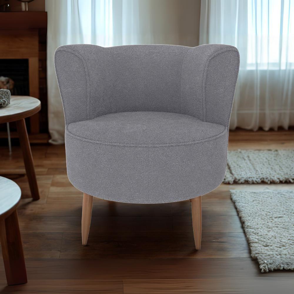 Poltrona Decorativa Pes Palito Savana Boucle Milani Store Cinza - 8