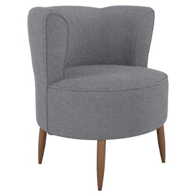 Poltrona Decorativa Pes Palito Savana Boucle Milani Store Cinza