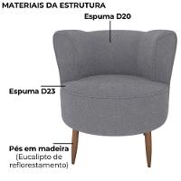 Poltrona Decorativa Pes Palito Savana Boucle Milani Store Cinza