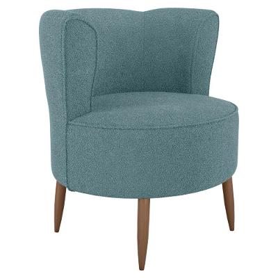 Poltrona Decorativa Pes Palito Savana Boucle Azul Milani Store Azul