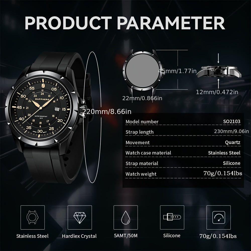 Relógio Aço Inoxidável, Resistente à água Até 50m, Mostrador Analógico Preto Branco - 5