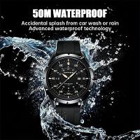 Relógio Aço Inoxidável, Resistente à água Até 50m, Mostrador Analógico Preto Branco - 2
