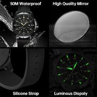 Relógio Aço Inoxidável, Resistente à água Até 50m, Mostrador Analógico Preto Branco - 3