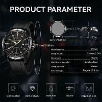 Relógio Aço Inoxidável, Resistente à água Até 50m, Mostrador Analógico Preto Branco - 5