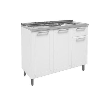 Balcão De Cozinha C- Pia Múltipla C- 3 Portas E 1 Gaveta Branco - Bertolini