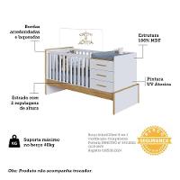 Berço Multifuncional Beni 4 Em 1 Branco Brilho/amêndoa Com 3 Gavetas E Colchão Supreme - Móveis Peroba - 3