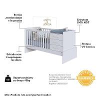 Berço Multifuncional Beni 4 Em 1 Branco Brilho Com 3 Gavetas E Colchão Baby Physical - Móveis Peroba - 3