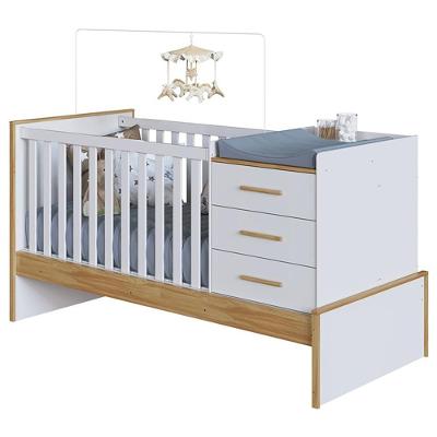 Berço Multifuncional Beni 4 Em 1 Com 3 Gavetas Branco Brilho/amêndoa - Móveis Peroba