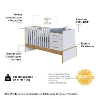 Berço Multifuncional Beni 4 Em 1 Com 3 Gavetas Branco Brilho/amêndoa - Móveis Peroba - 3