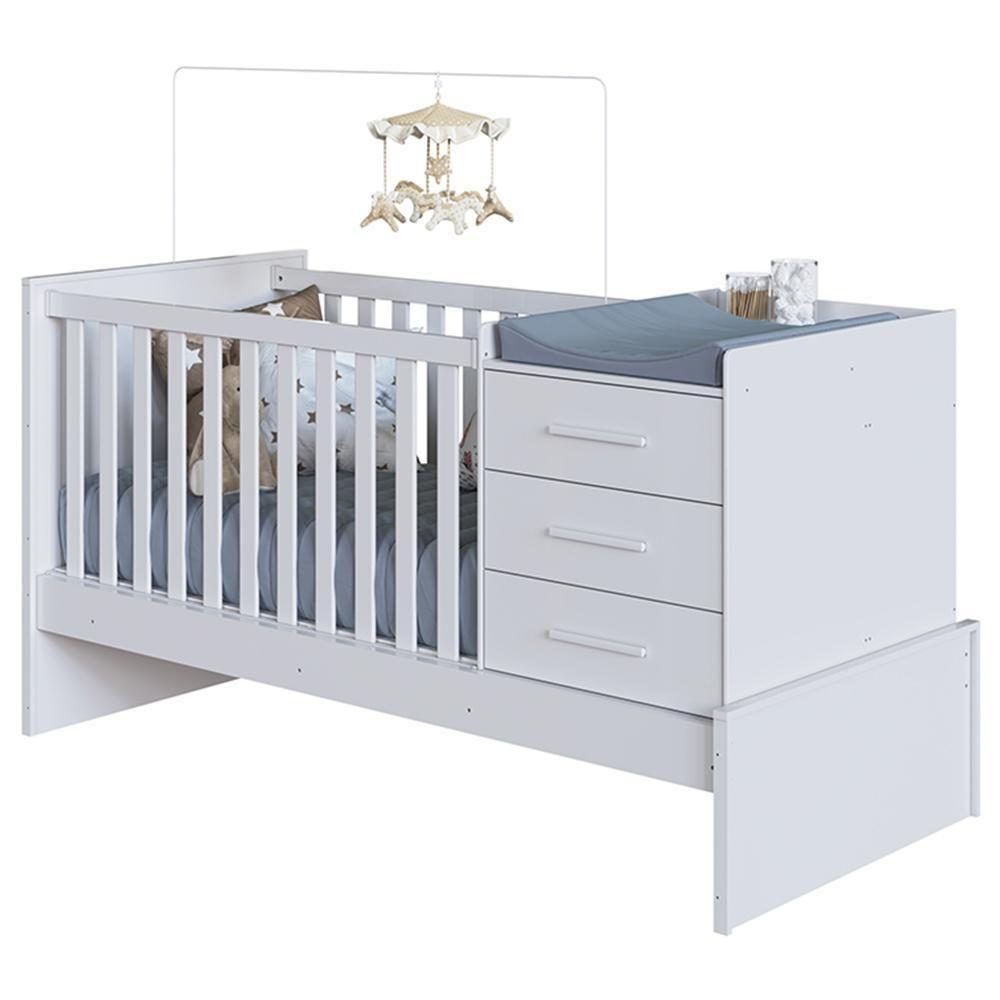 Berço Multifuncional Beni 4 Em 1 Com 3 Gavetas Branco Brilho - Móveis Peroba - 2